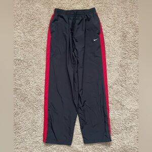 Vintage Y2K Nike Track Pants Mens XL Black Red Baggy Loose Fit Mesh Lined Sports